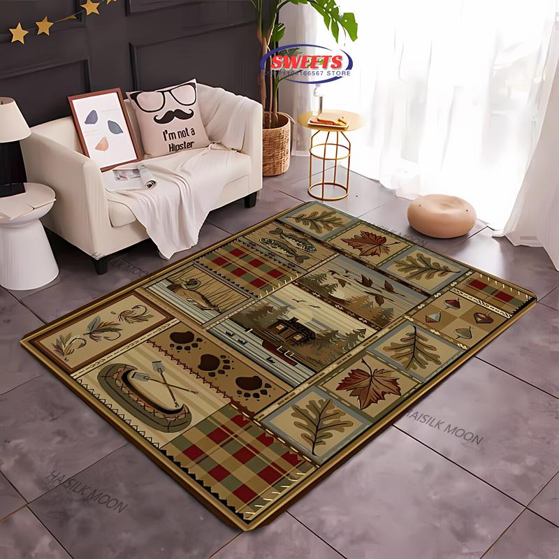 1PC Nordic Animal Bear Theme Print Carpet Living Room Bedroom Sofa Office Large Area Decoration Mat Children's Game Carpet