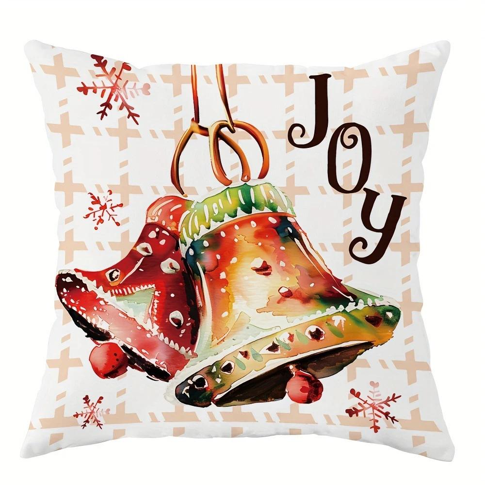 Christmas Day Party Decoration Pillowcase Snowman Ring Bell Christmas Tree Pattern Suitable for Home Room Sofa Cushion Cover