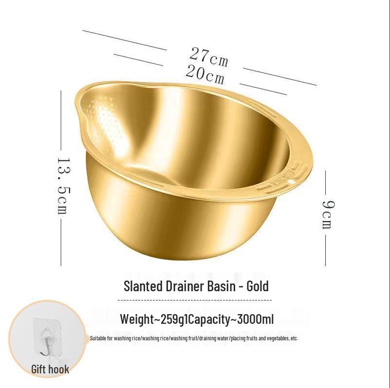 Cross-Border Stainless Steel Multifunctional Kitchen Basin with Sieve for Washing Rice, Fruits & Vegetables