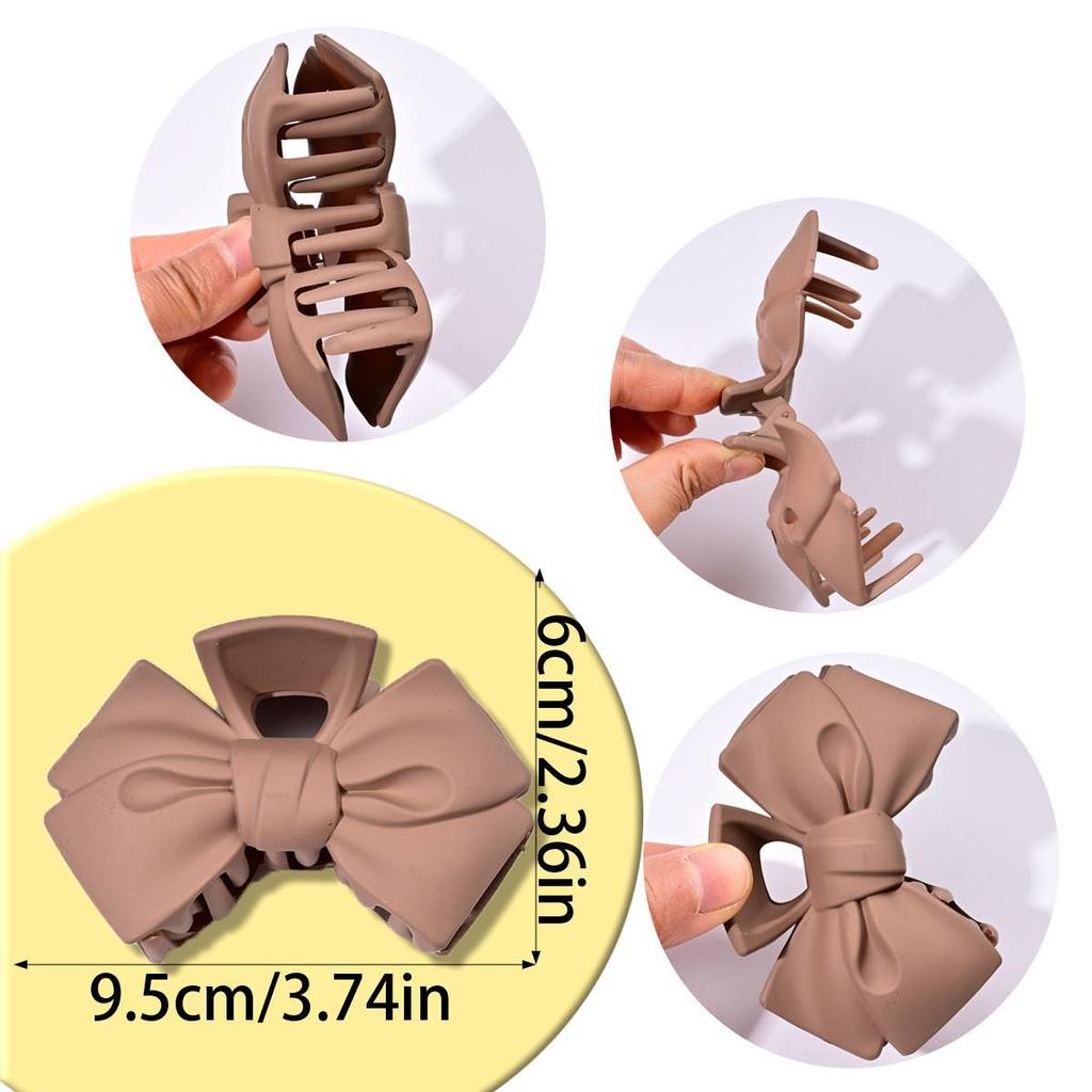 High-End Bow Claw Clip: Women's Solid Color Shark Clip, Large Size Hair Accessory