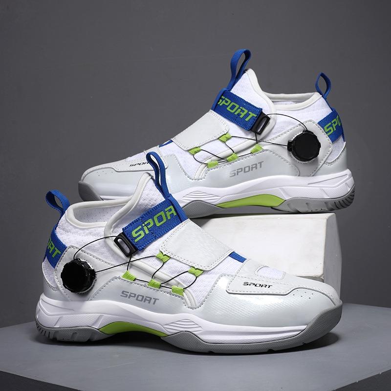 Professional Badminton Shoes Rotating Button Men's and Women's Ultra-light Non-slip Shock-absorbing Tennis Shoes Lace-up-free Sports