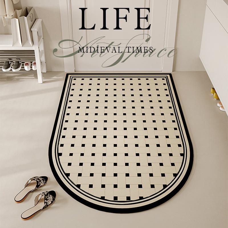 American Retro Waterproof Oil-Proof Kitchen Rug: Easy-Clean High-End Leather Mat for Entrance