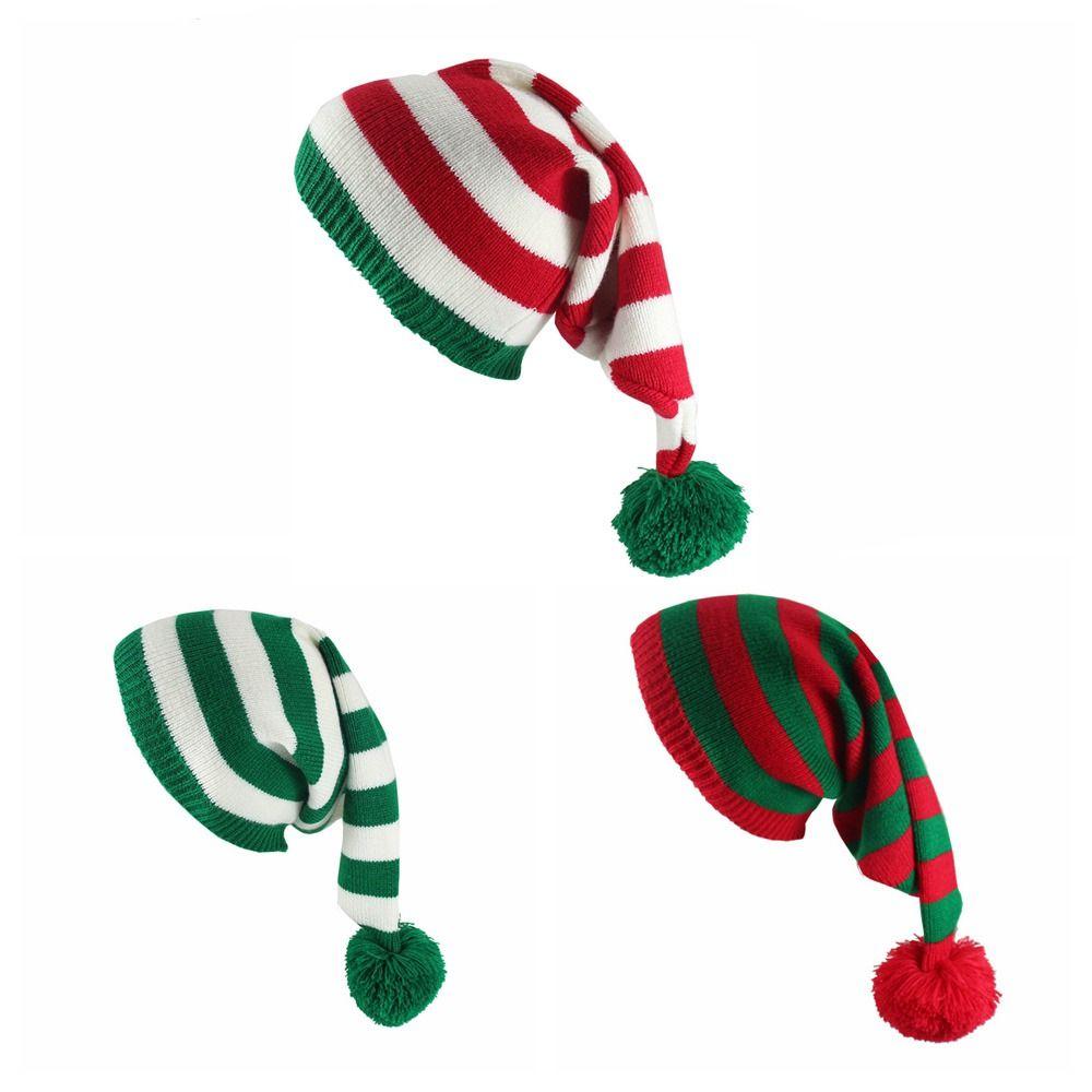 Santa Claus Christmas Knitted Hat Green Red Santa Beanie Hat Leisure   Christmas