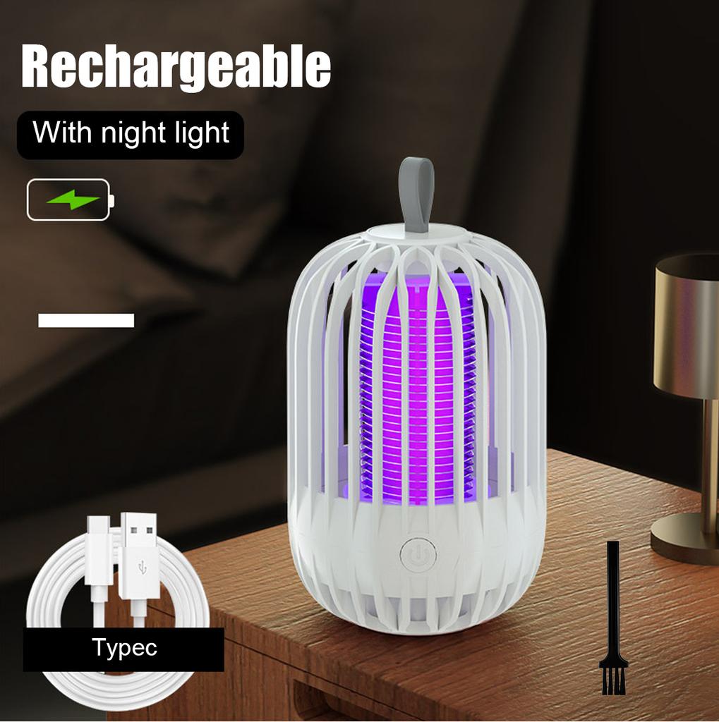 2-in-1 Camping Mosquito Killer Lamp Portable USB Rechargeable Bug Zapper Tent Light For Outdoor