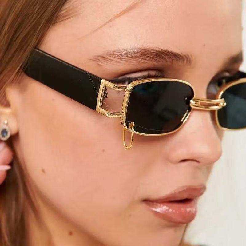 Nuovi Occhiali da Sole Montatura Piccola Quadrati in Metallo Moda Tendenza Personalizzati Uomo Donna Occhiali da Sole con Fibbia ad Anello 1217
