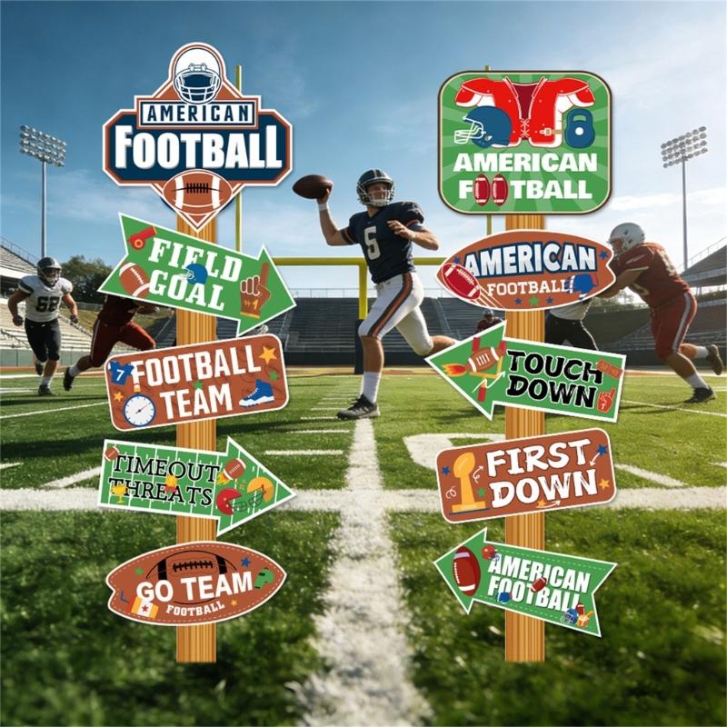 Sport Themed Directional Sign For Football Parties Durable Recyclable Paper Football Party Accessories Direction Boards