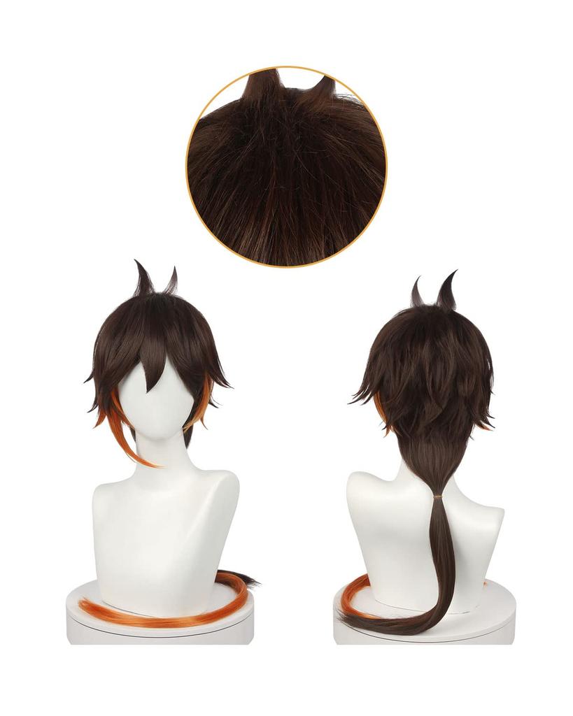 Zhongli Cosplay Costume with Emperor of the Genshin Full Adult Perfect for School Genshin Zhongli Cosplay Wig Size New [Brilliant Product] Wig, Rocks,