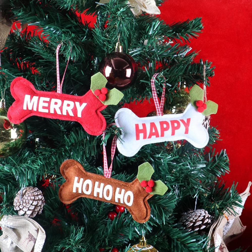 3pcs/set Bone Shape Christmas Tree Decoration Portable Xmas Tree Pendant Hanging Ornaments  Holiday