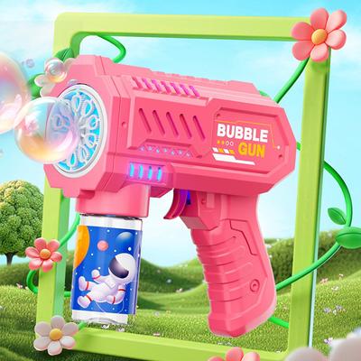 6-håls Dinosaurie Bubbelmaskin Elektrisk Pistol med Ljus Helt Automatisk Tvålblåsare Utomhus Spelleksak