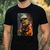 T-Shirt Herren Frosch als Feuerwehrmann Motiv Baumwolle Größe XS bis 5XL