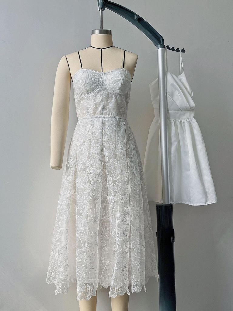 Summer Strapless Embroidered Lace Evening Gown - Sexy European & American Style