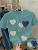 Pearl & Rhinestone Heart Women's Tee - Faux Pearl Heart Graphic, Casual Pink Top
