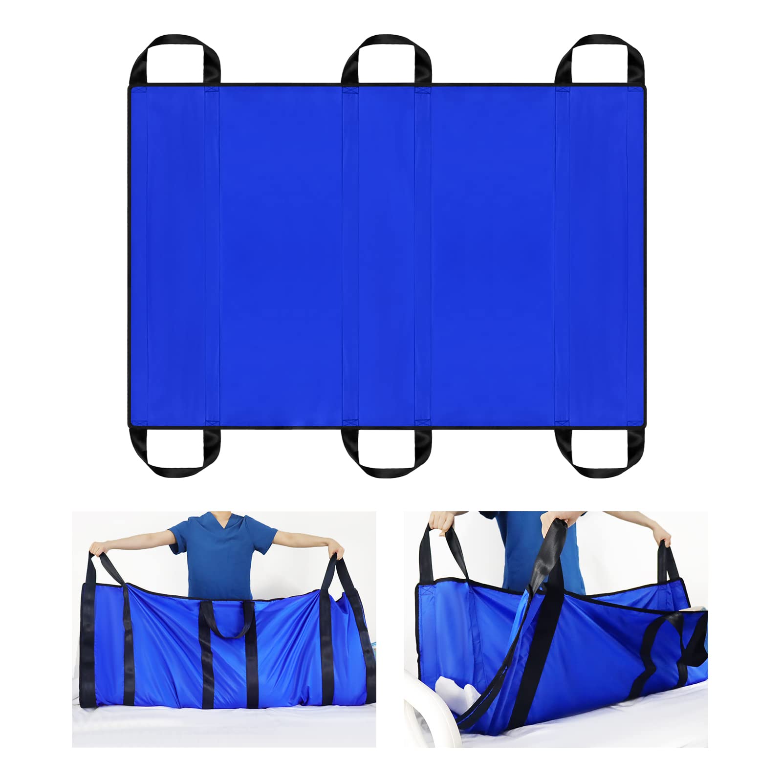 

LOSCHEN Portable Transfer Sheet with 6 Handles, Single/Double Person Care Lift, Patient/Elderly Mobility Support, Reduces Burden (Blue, 100*147cm)