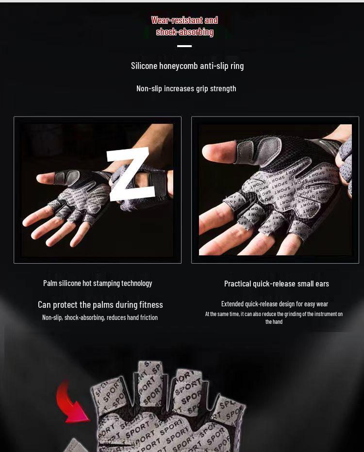 Men's & Women's Anti-Slip Fingerless Fitness Gloves - Wrist Support, Lightweight Summer Design for Cycling and Training