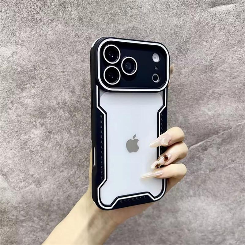 

Прозрачный модный чехол из стекла для iPhone 17 Pro Max Air 16 Pro 15 14 13 Ударопрочная защита Изменение серии 17 iPhone 17 Pro Max чёрный