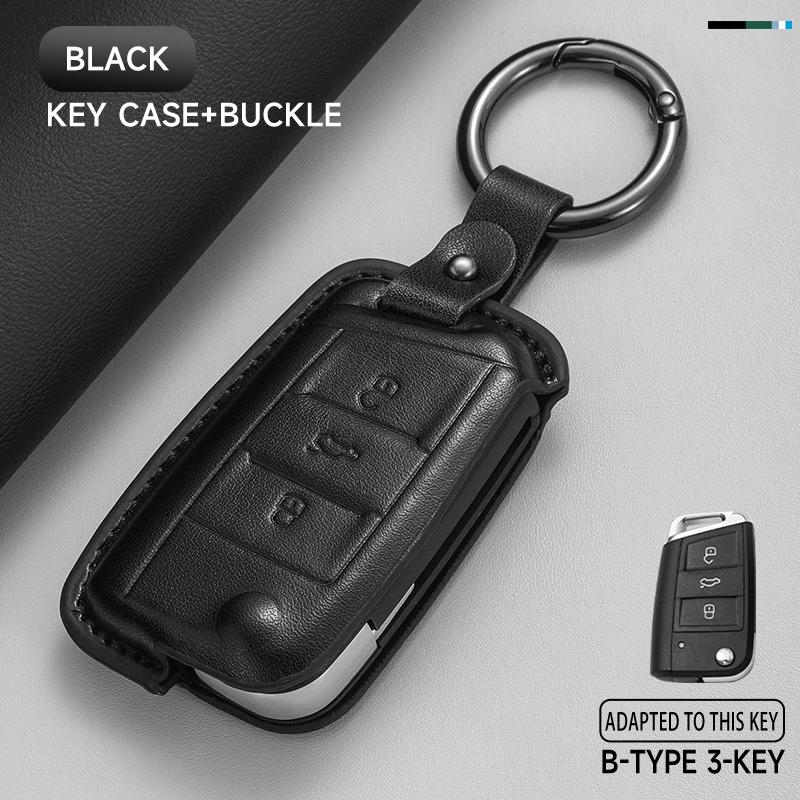 

Genuine Leather Car Key Case Cover Key Bag For VW Volkswagen Tiguan MK1 MK2 Magotan Passat B5 B8 Golf 45 Protect Set Accessories