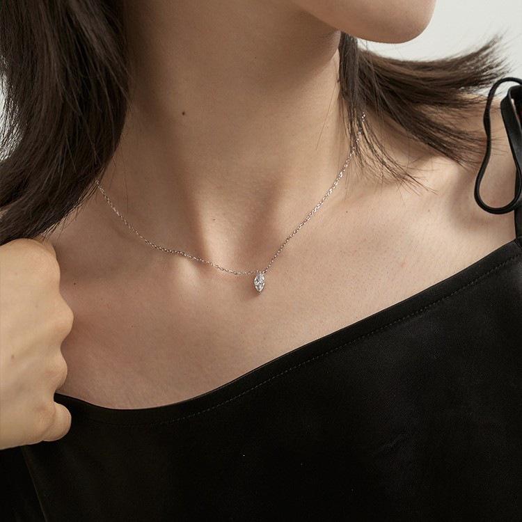 S925 Sterling Silver Marquise Zirconia Pendant Necklace for Women