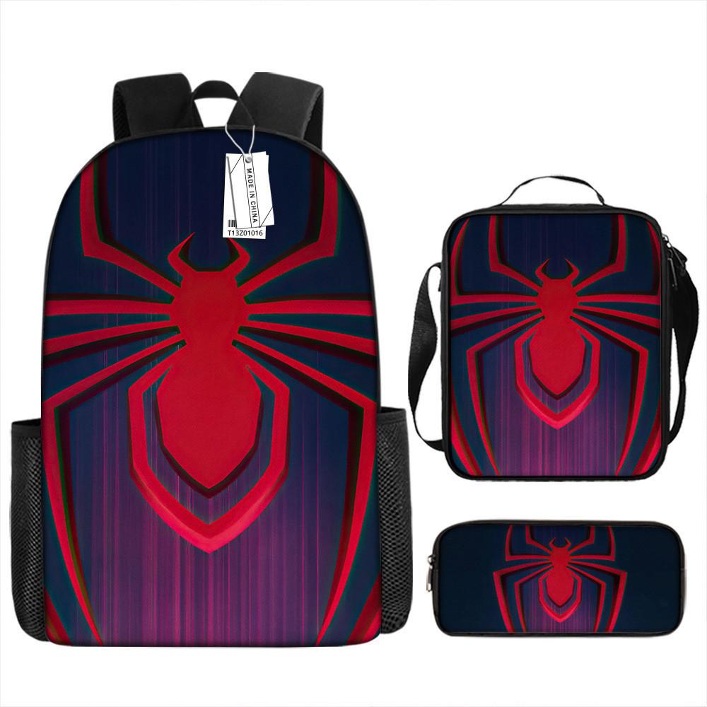 Spiderman School Backpack Set With Oxford Fabric Breathable Waterproof For Kids