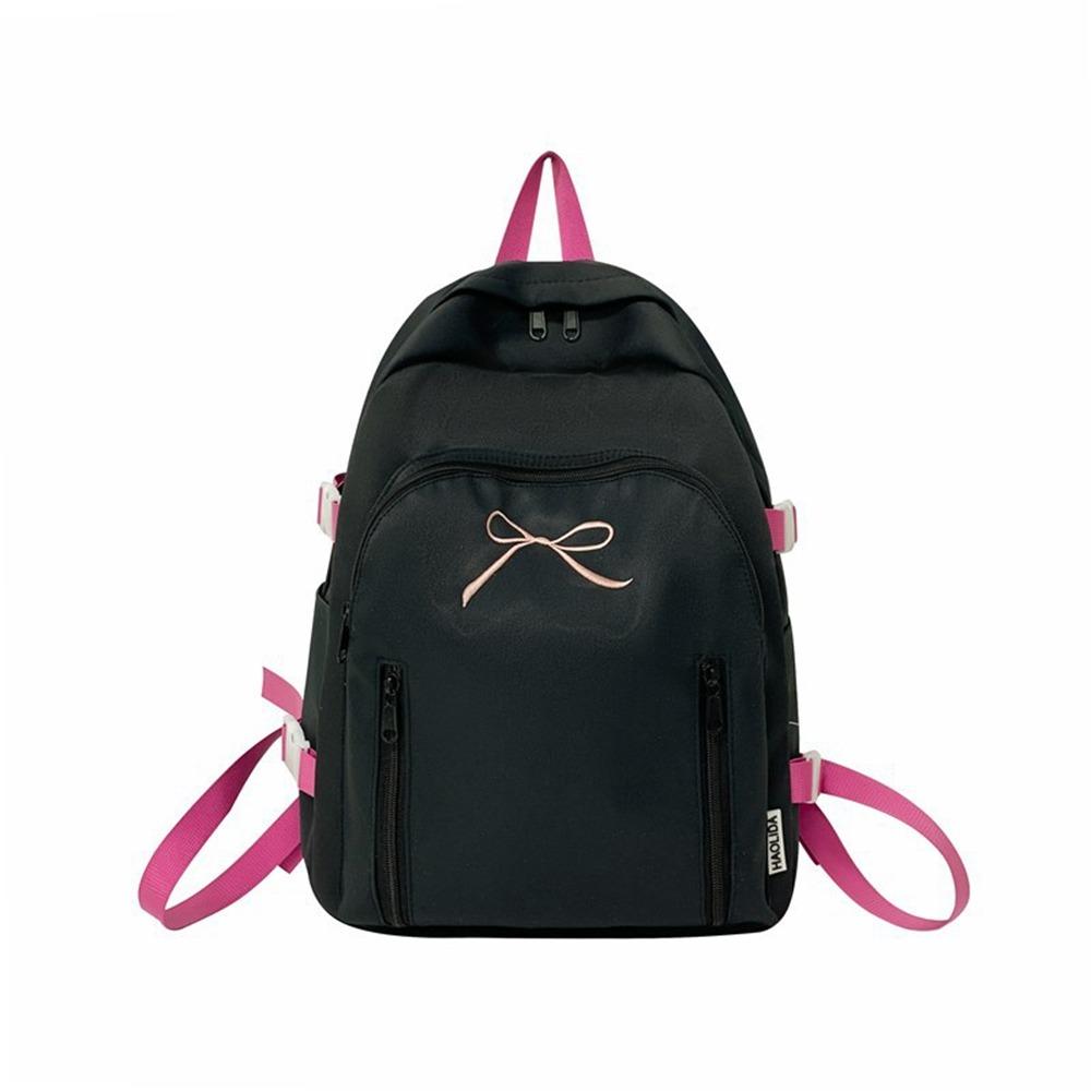 Large Capacity Bow Backpack Solid Color Korean Style School Bag Student Schoolbag  Travel Backpack