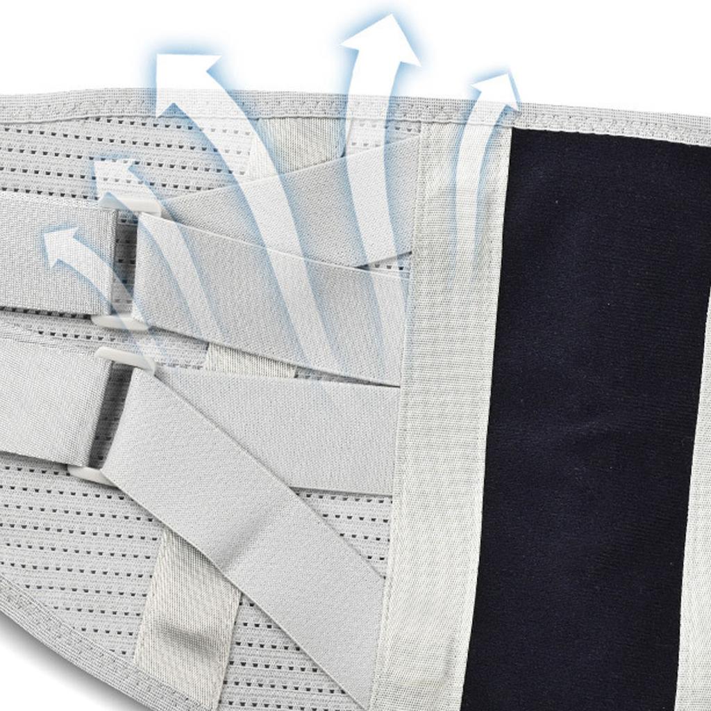 Back Brace Grey Lumbar Support Belt M Breathable Polyester Fiber with Steel Pad Back Support for Home Sport Office
