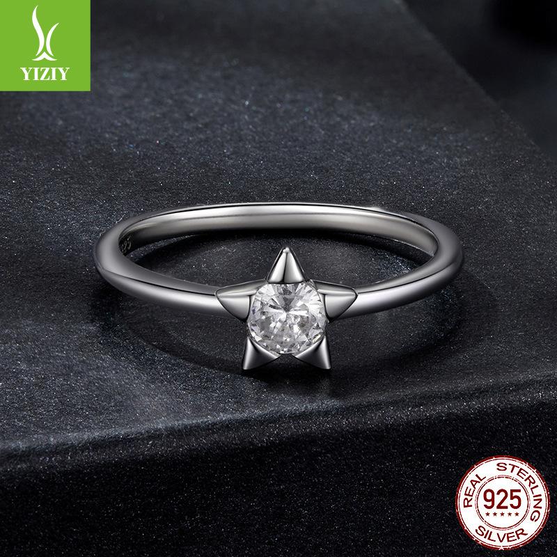 Star 30 Point Mozzarella Diamond Ring, Classic Star Set 925 Sterling Silver Ring Ring