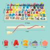 Wooden Puzzles Shape Sorter Montessori Toy Magnetic Fishing Game Counting Stacking Kids Preschool Alphabet Number Learning Toy