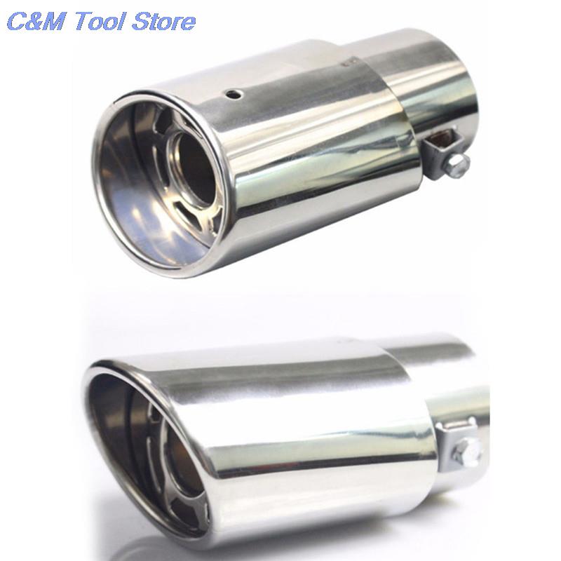 1pc Chrome Trim Modified Car Liner Pipe Stainless Steel Car Exhaust Muffler Tip Pipe  Exhaust System