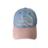 Korean soft-top, deep and wide brim denim color-block baseball cap for women, makes the face look smaller, sun protection and sunshade duckbill cap