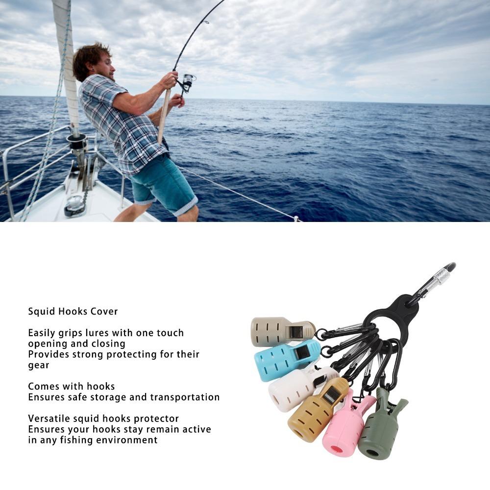 6PCS with Carabiner Squid Jig Hook Protector Easy Clip Squid Jig Bait Protector  Sea Fishing