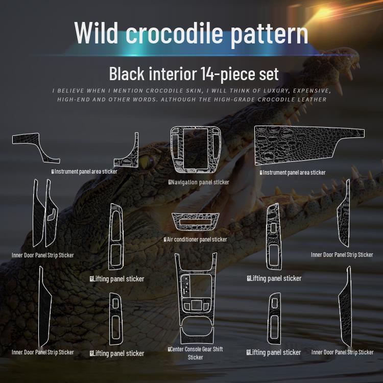 Krokodilmusterfolie für BYD Song MAX Innenraumkonsole & Paneeldekoration, Wildschwarzer Aufkleber