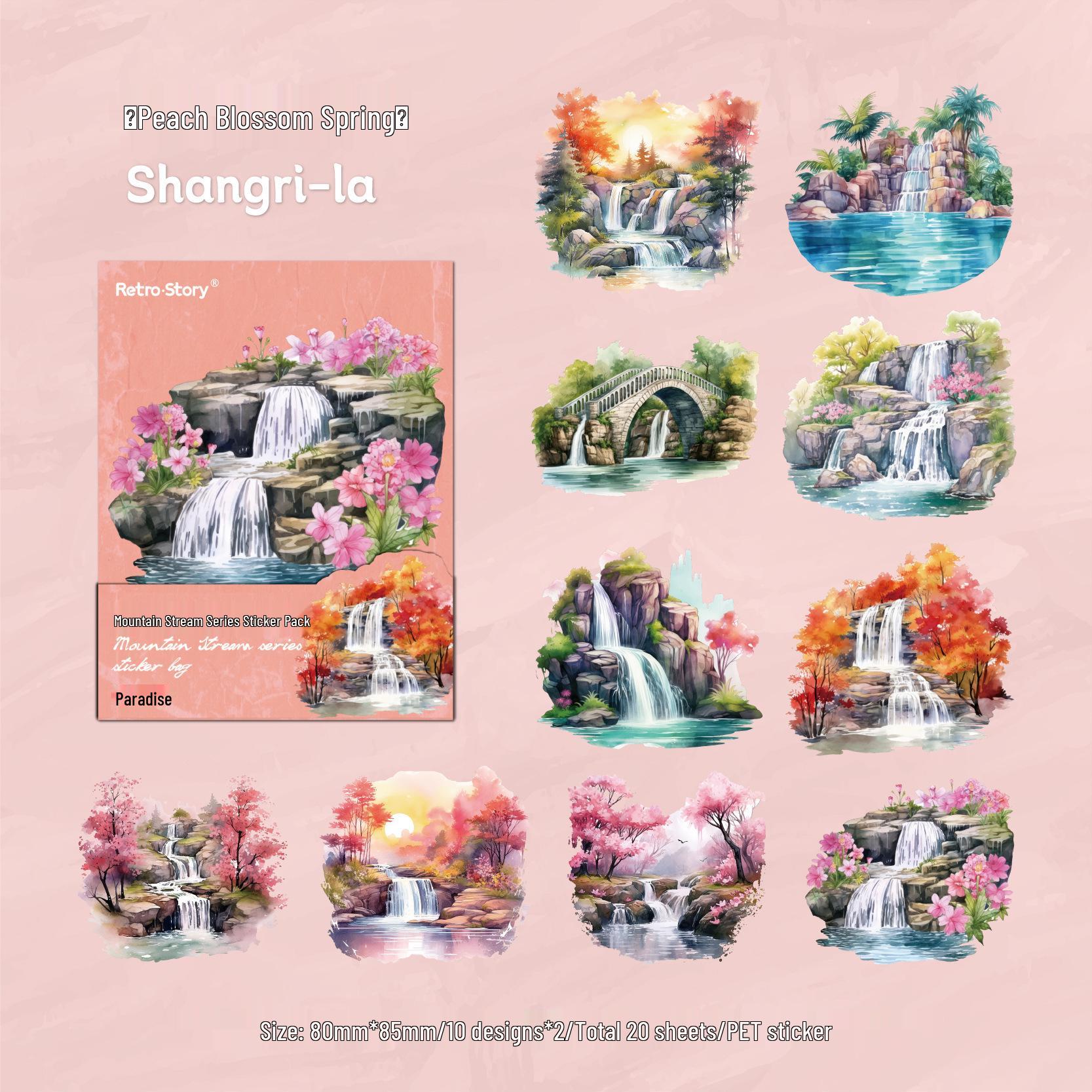 

RetroStoryPET Mountain Stream Sticker Pack: Aquascaping & DIY Journal Decorations