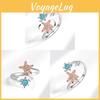 Turtle Star Anxiety Relief Adjustable Open Ring With Zirconia For Women