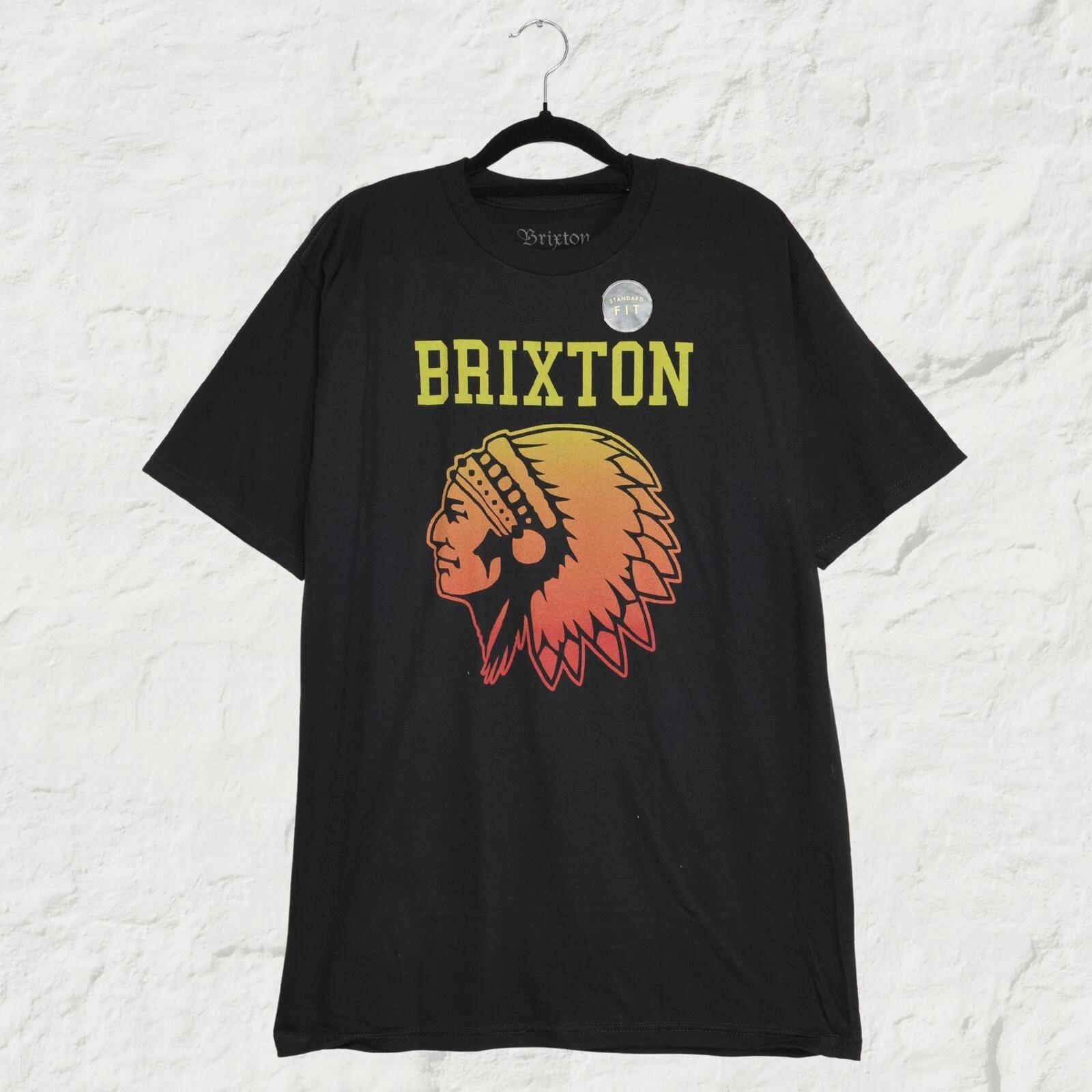 Brixton Graphic Tee Black Gradient Print Streetwear T Shirt Casual Size M L