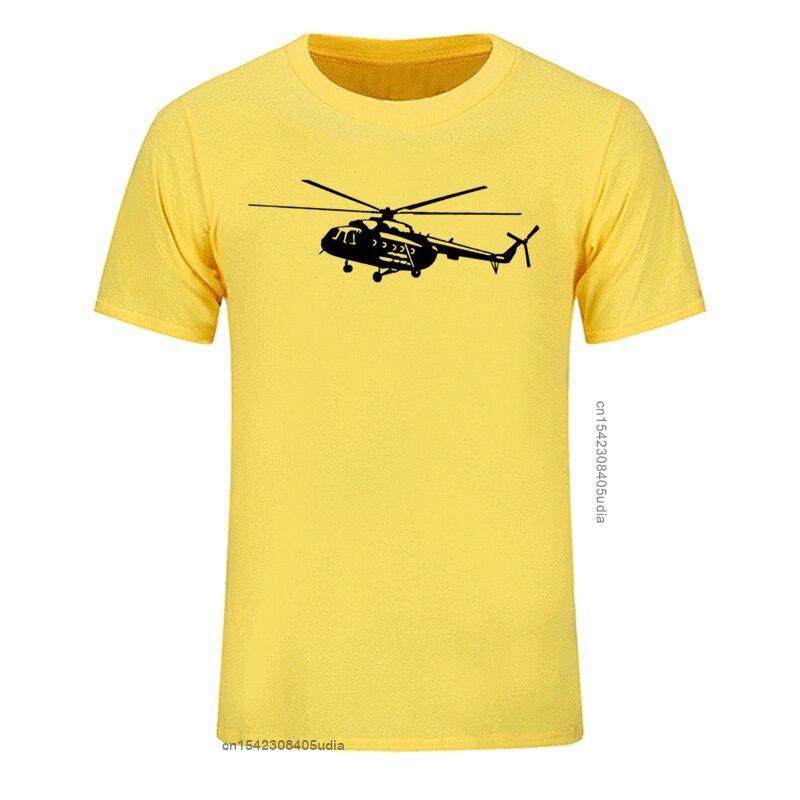 Summer Mens T Shirt Short Sleeve Cotton Print Mi8 Helicopter TShirt Casual Shirt Cool Tees Tops Streetwear Cotton Fabric