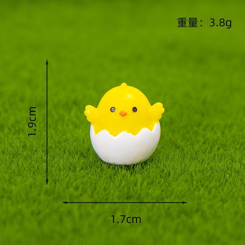 4 Stück Cartoon Niedliches Eierschalenküken Mikrolandschaft Gartenbau Kleines Ornament Mini Gelbes Küken DIY Harz Handwerk Neu