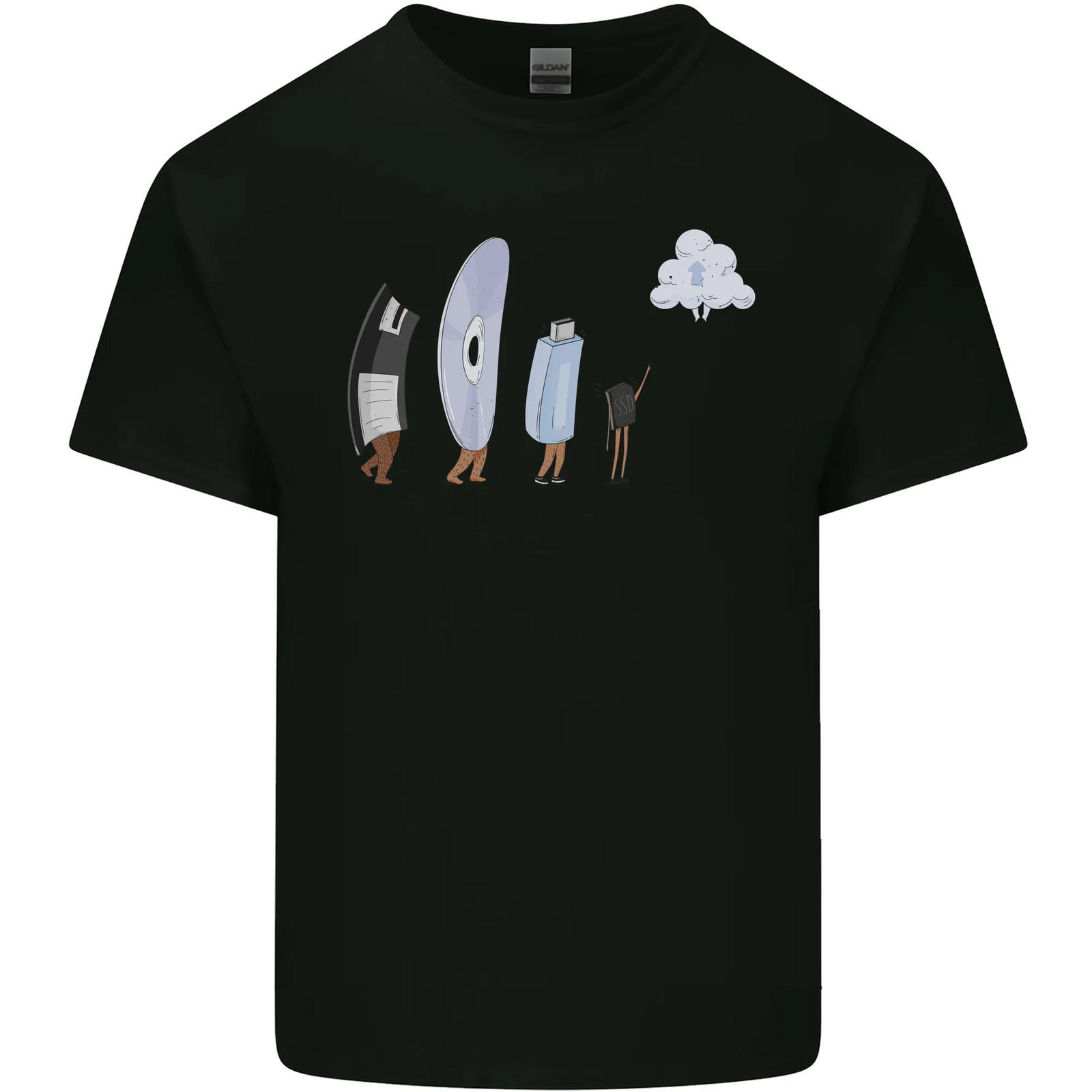 Funny Storage Evolution IT Retro PC Device Mens Cotton T-Shirt Tee Top S