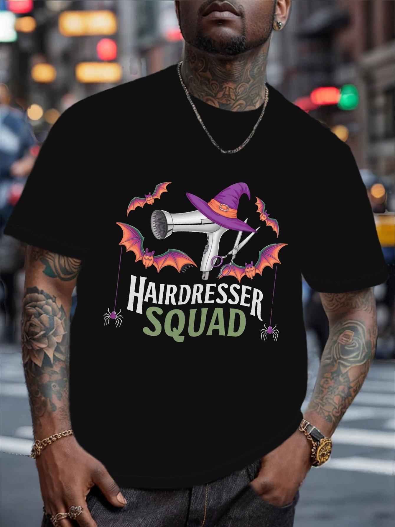 Hairdresser Squad Graphic T-shirt - Black with Purple & Pink Wings L