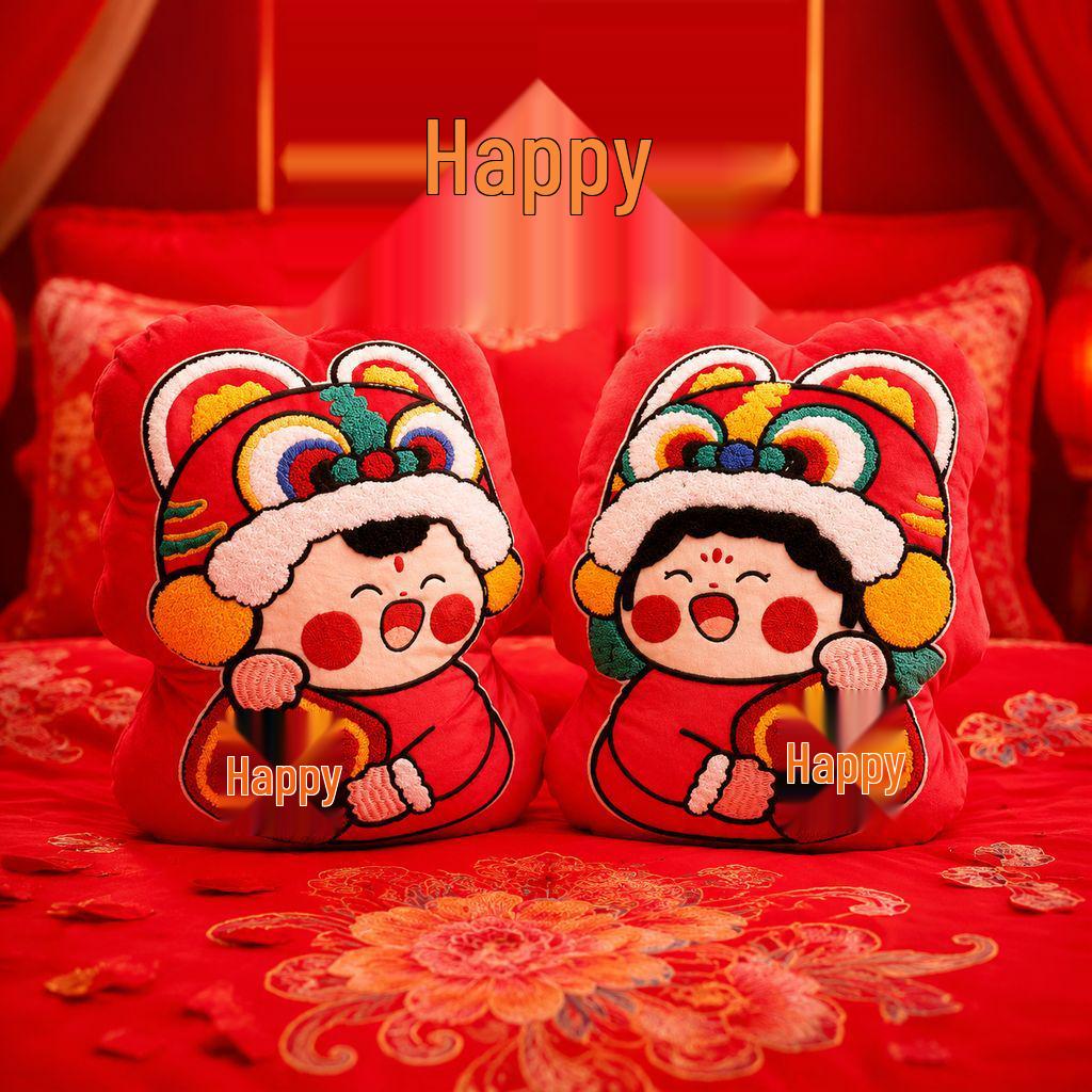 Red Festive Wedding Dolls - Bed-Pressing Cushion Gift for Newlyweds Decoration