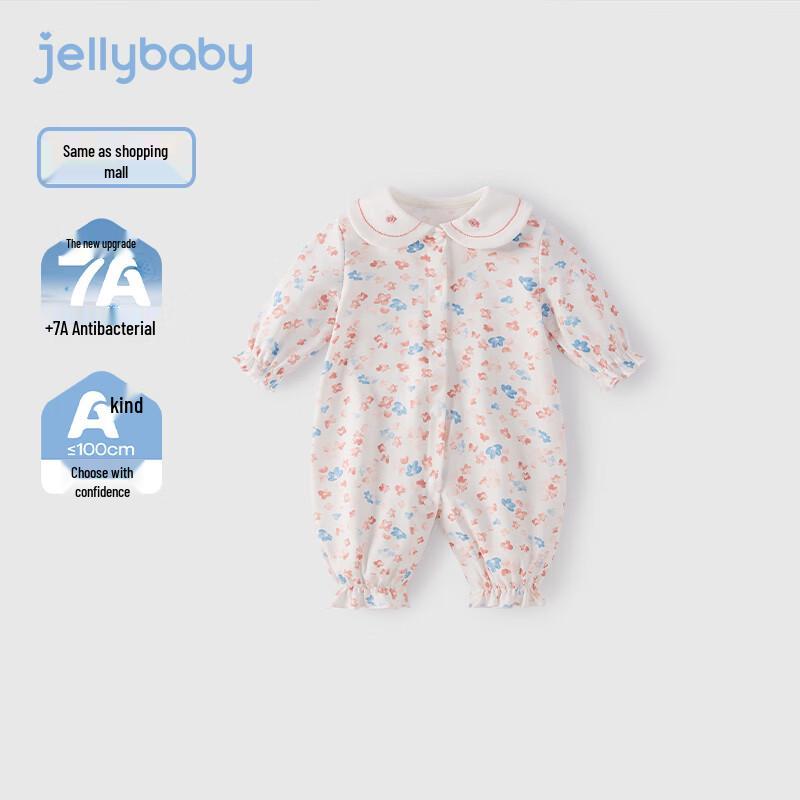 Детский хлопковый комбинезон с цветочным принтом для девочек JELLYBABY 80cm