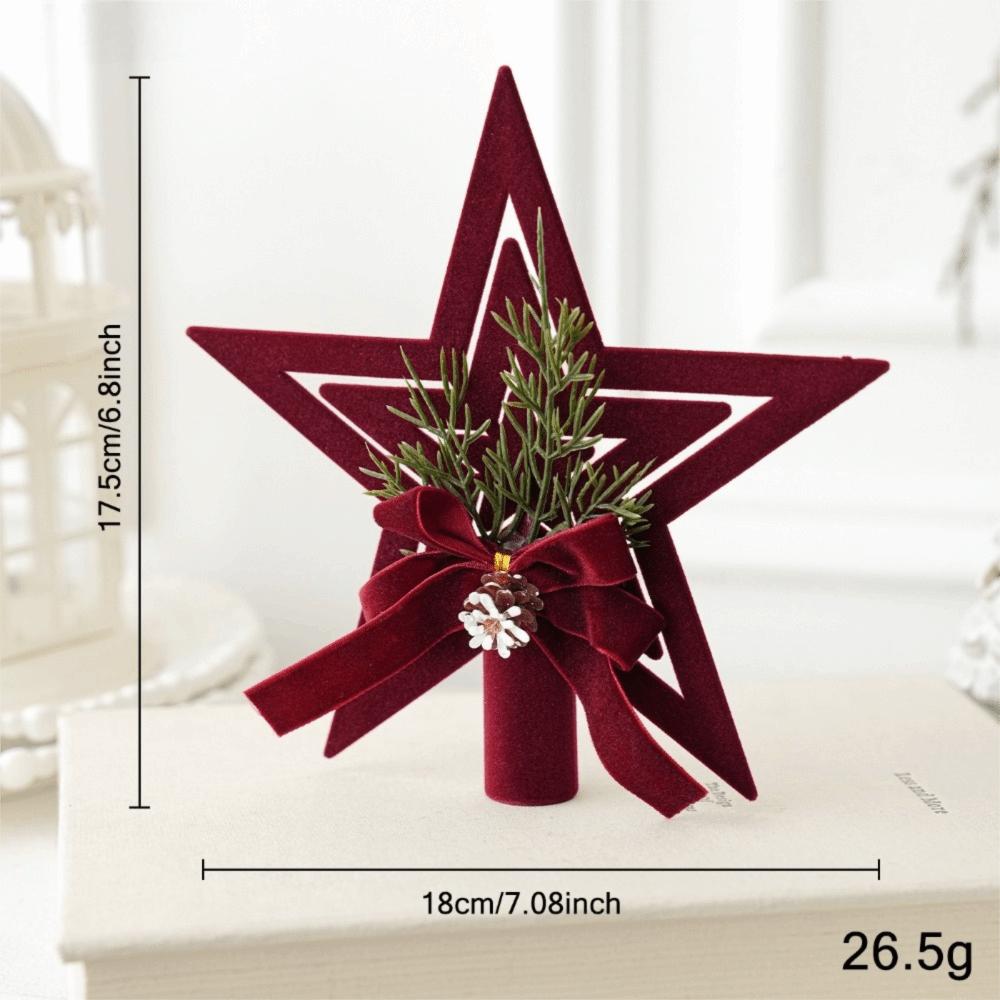 Plastic Tree Topper Wine Red Color Xmas Bell Festive Vibe Hanging Bauble Xmas Tree Decor