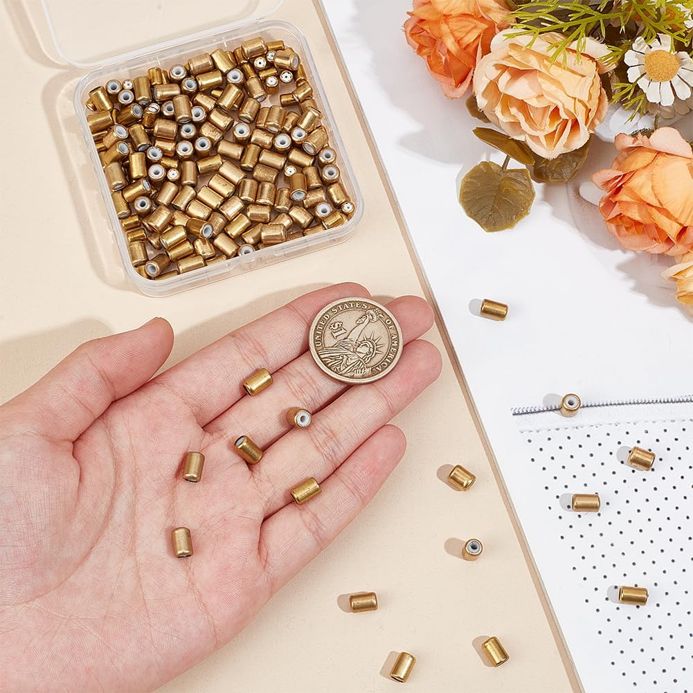 

180Pcs 3 Style Brass Rubber Beads with Silicone Inside Cylindrical 0.8mm~1.8mm Rondelle Slider Beads for DIY Bracelet Necklace Jewelry Making