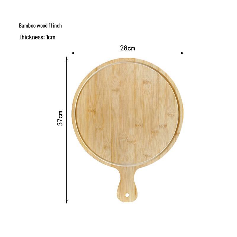 Japanese Style Bamboo & Wood Pizza Board - Round Tray with Handle (8", 9", 10")