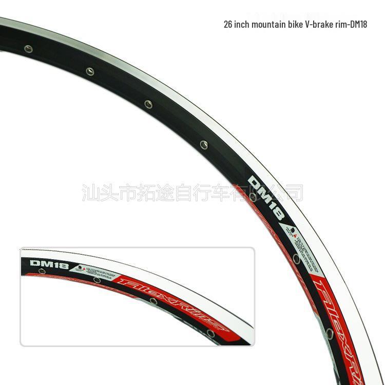 Alex DM18 Bicicletta da Montagna 26\  Cerchio Aero in Alluminio, V-Brake, 32 Fori, Valvola Schrader, 580g, Nero