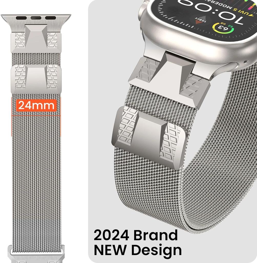 Milanese magnetic stainless steel loop for Apple Watch Ultra 2 49mm band for iWatch Series 10 9 8 7 6 5 4 se 46mm 45 44 bracelet