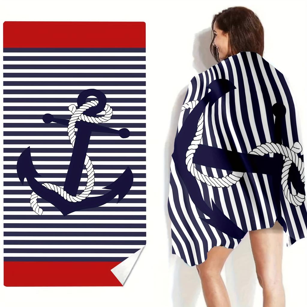 Stripe Beach Towel for Women, Fast Drying Microfiber Lightweight Absorbent Soft Summer Vacation Swimming Pool Fun