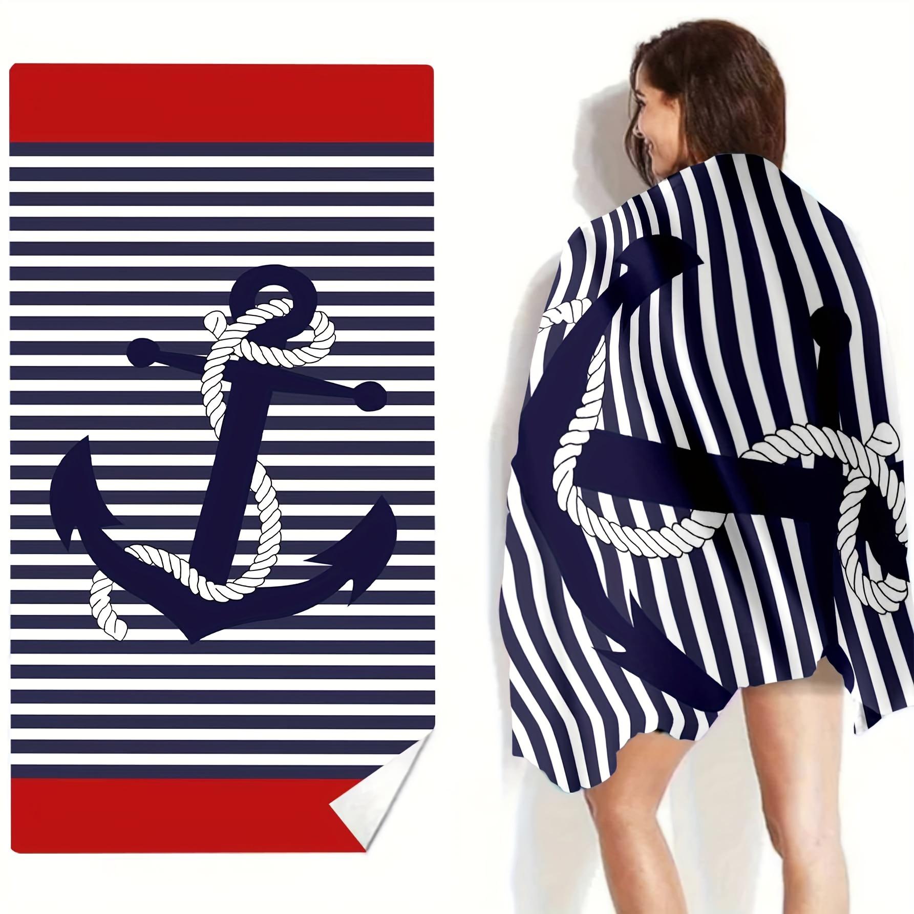

Fast Drying Microfiber Beach Towel for Women, Stripe Print Lightweight Absorbent Soft Summer Swimming Vacation Accessory W30*H60(CM)