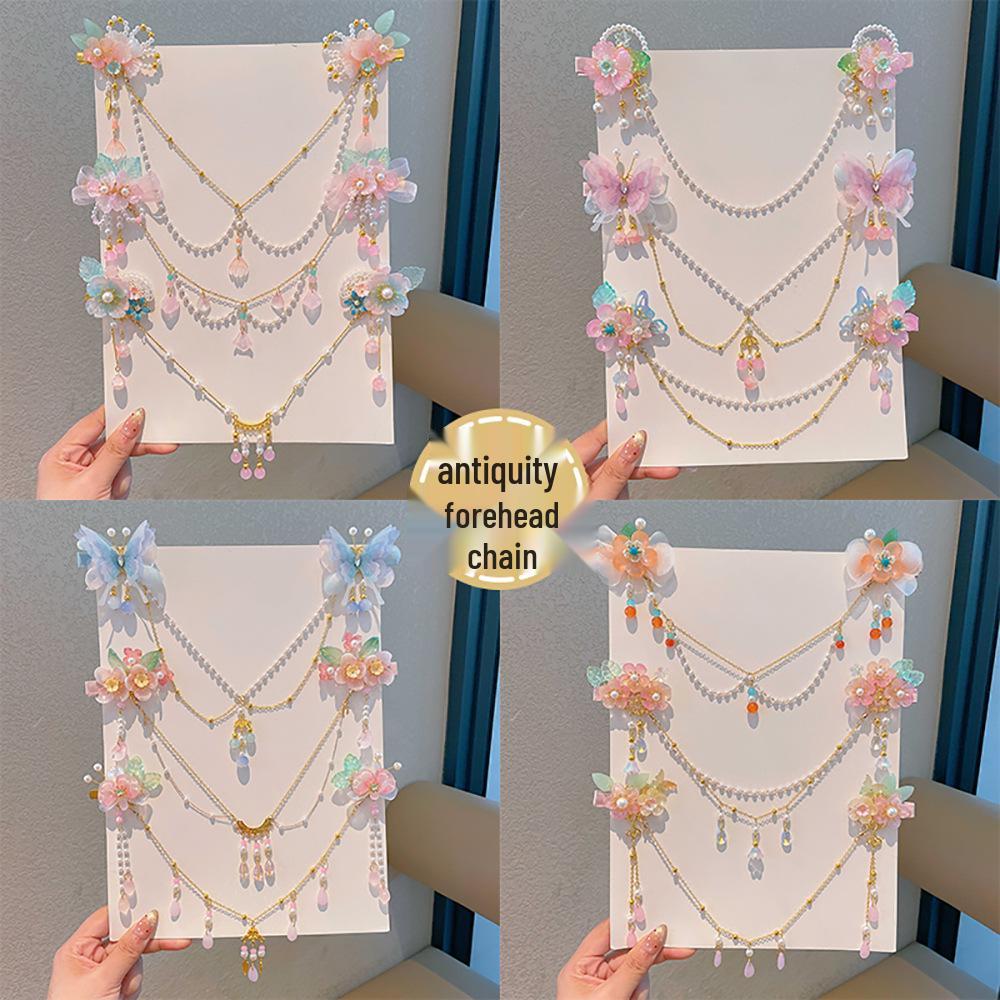 Mädchen Hanfu Kopfschmuck mit Quaste Haarnadel & Bindi – Antiker Chinesischer Prinzessinnenstil