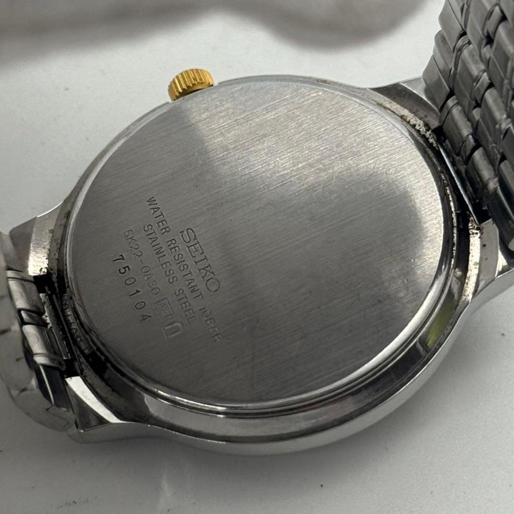 Used SEIKO Solar Beautiful Condition Watch Men's 5K22-0A30 Date Rare