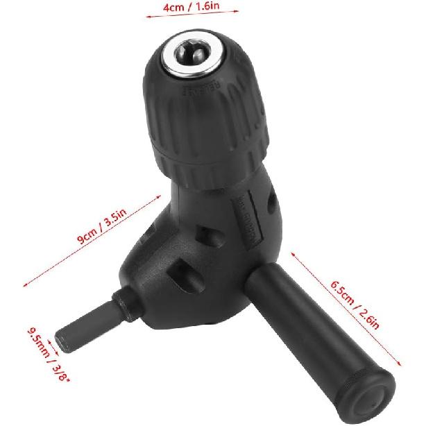3/8" Flexible Angle Extension Bit Kit Right Angle 90 Degrees Electric Drill Attachment 9.5mm Round Shank Keyless Chuck