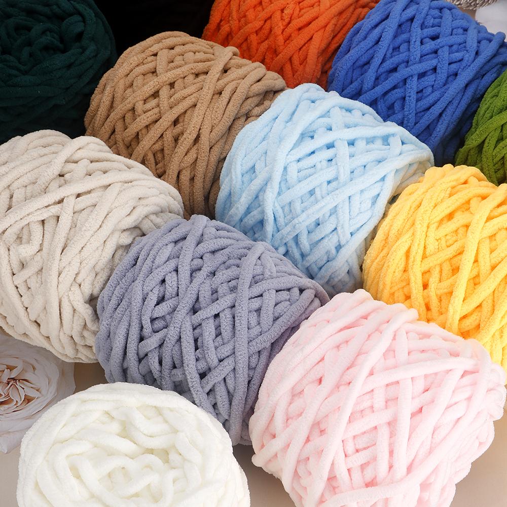 6pcs Soft Ice Strip Yarn, 100% Polyester Single Strand Thick Yarn for DIY Knitting Crochet Projects, Weaving Blankets, Cushions